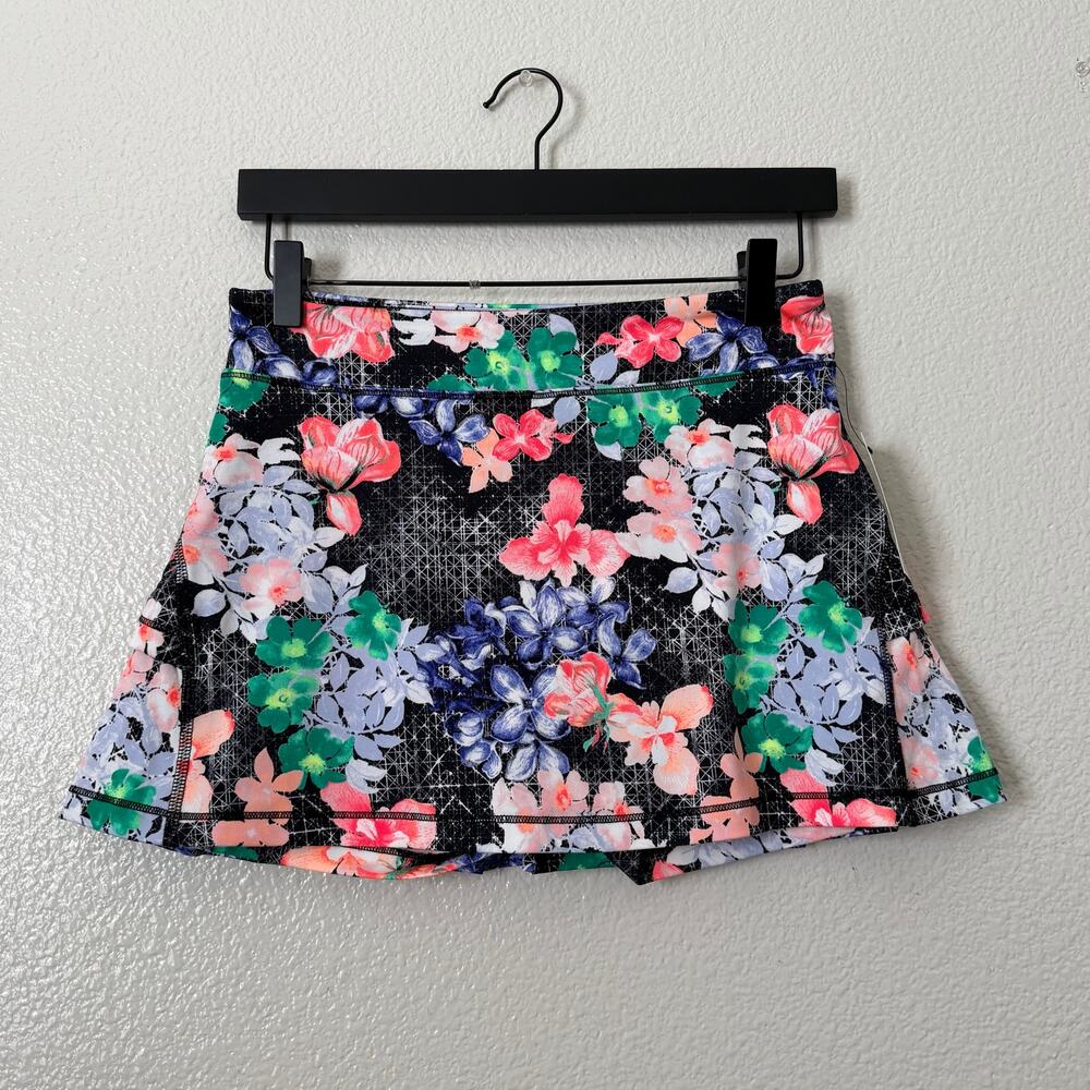 Ideology floral burst print pleated active skirt skort black pink purple green